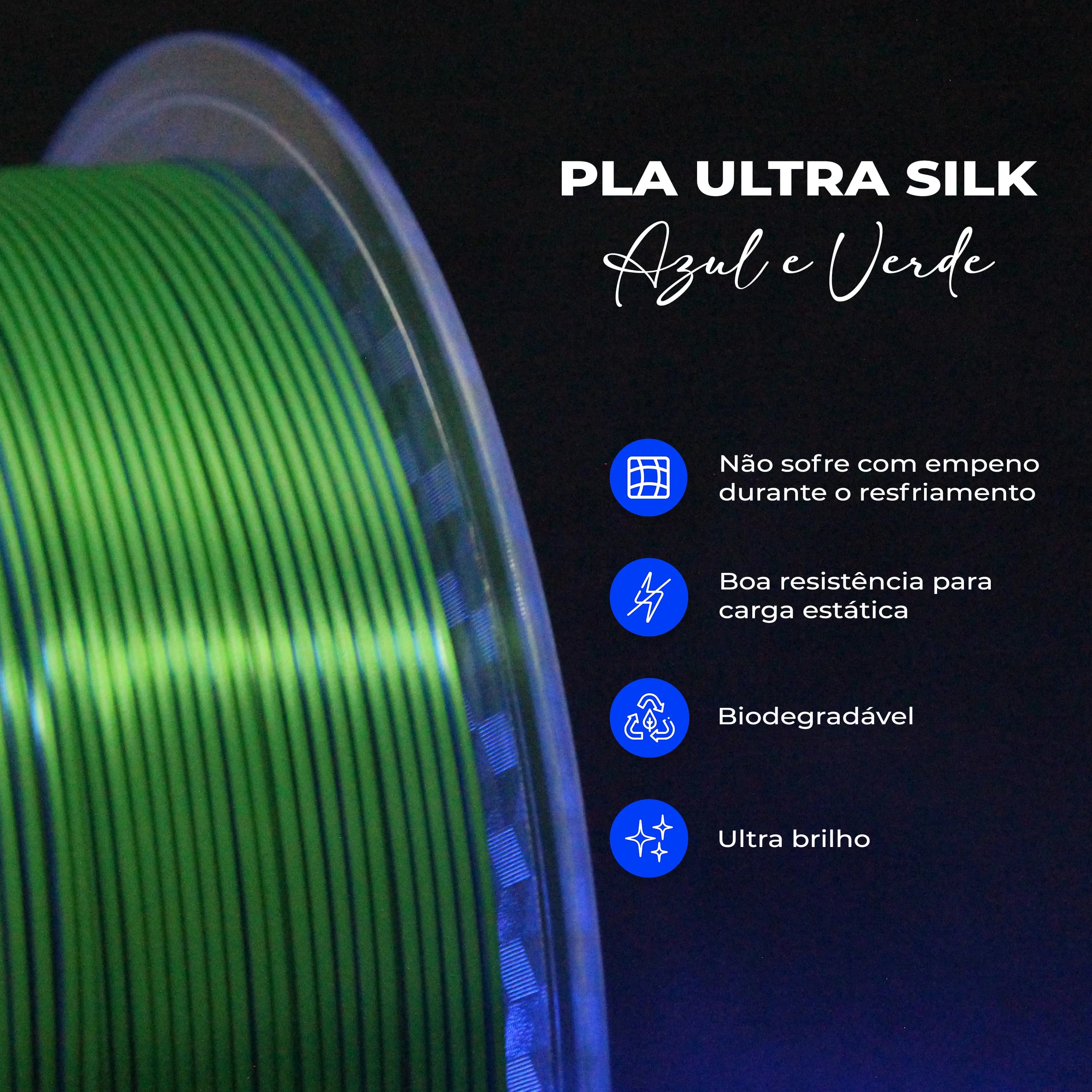Filamento PLA Ultra Silk – Bicolor Verde e Azul 2